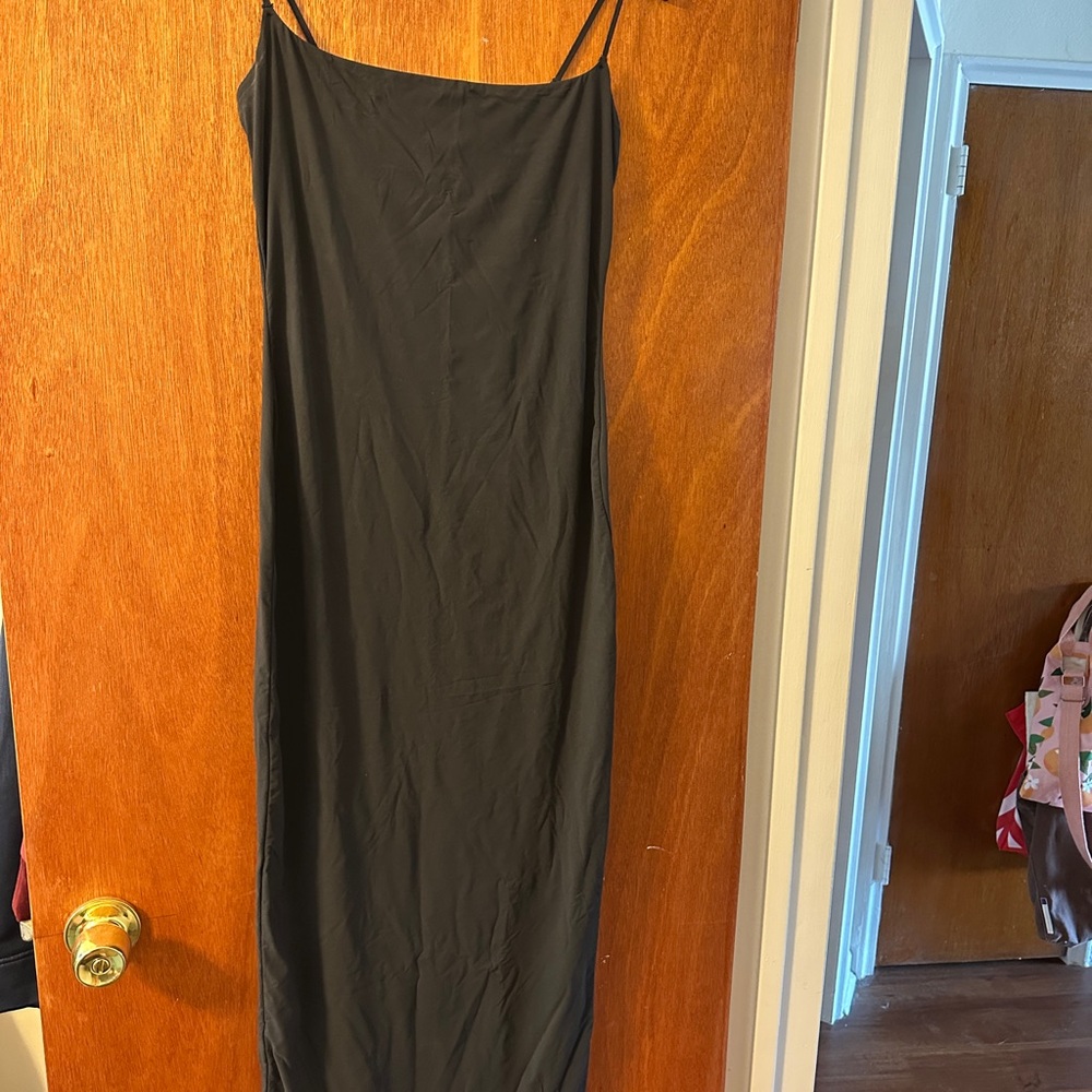 SKIMS Black Maxi Dress with Spaghetti Straps